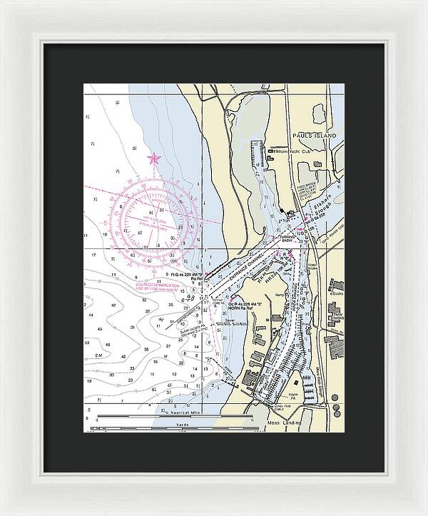 Moss Landing Harbor California Nautical Chart - Framed Print