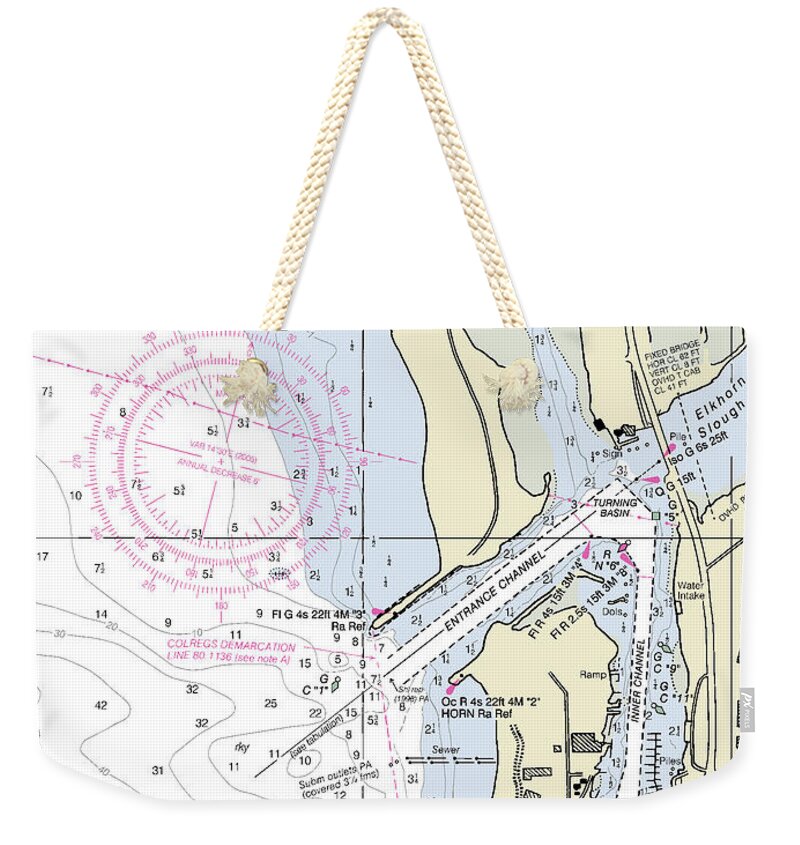 Moss Landing Harbor California Nautical Chart - Weekender Tote Bag