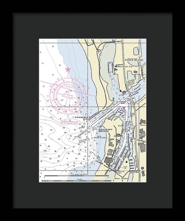 Moss Landing Harbor California Nautical Chart - Framed Print