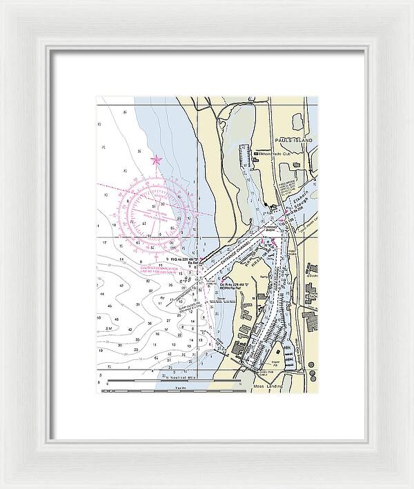Moss Landing Harbor California Nautical Chart - Framed Print