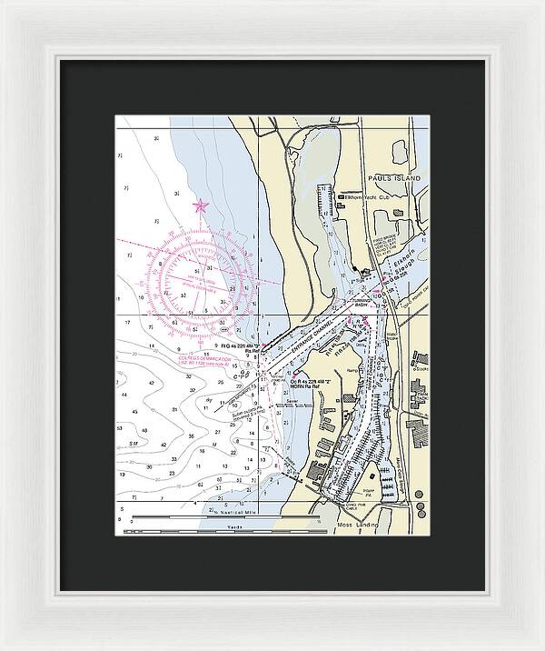 Moss Landing Harbor California Nautical Chart - Framed Print