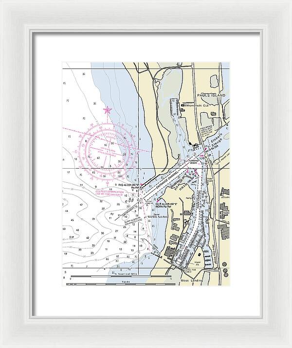 Moss Landing Harbor California Nautical Chart - Framed Print