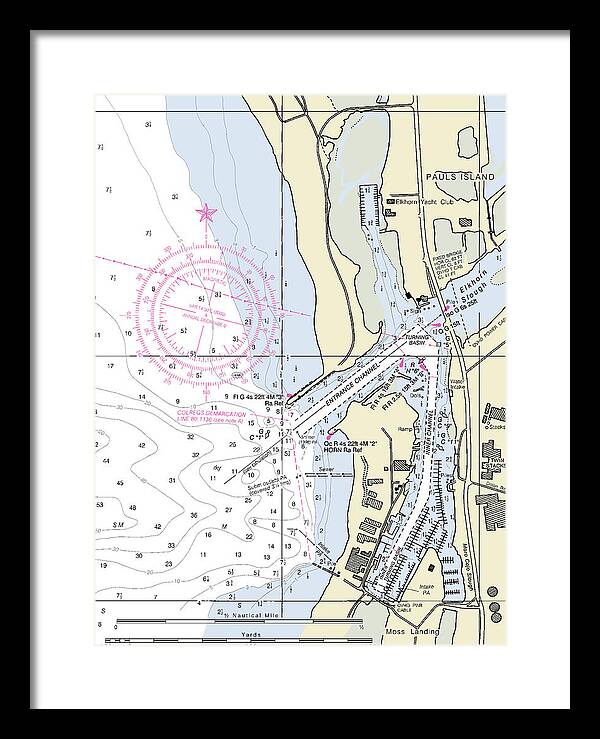 Moss Landing Harbor California Nautical Chart - Framed Print