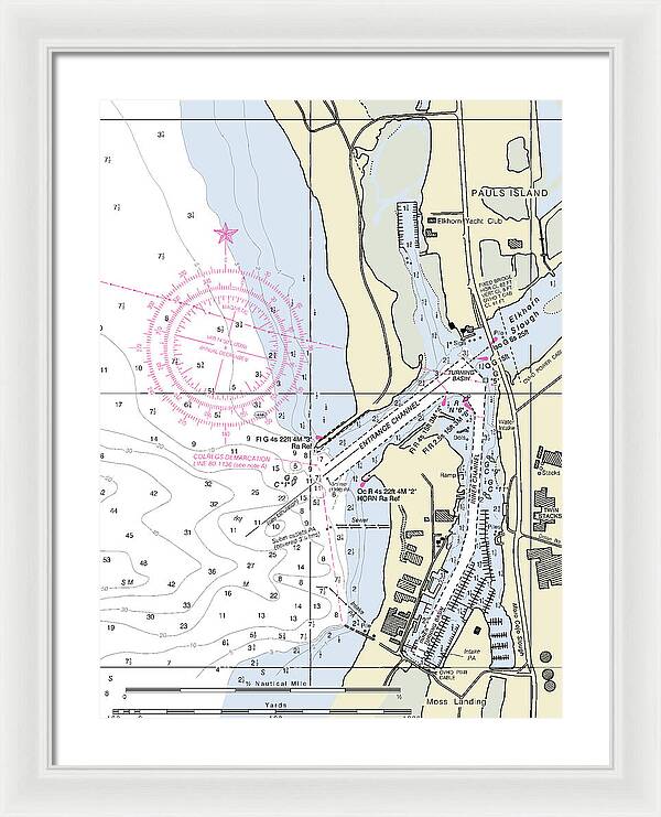 Moss Landing Harbor California Nautical Chart - Framed Print