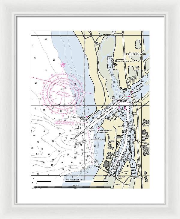 Moss Landing Harbor California Nautical Chart - Framed Print