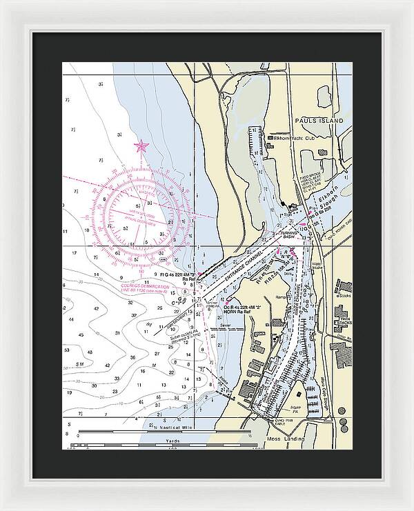 Moss Landing Harbor California Nautical Chart - Framed Print
