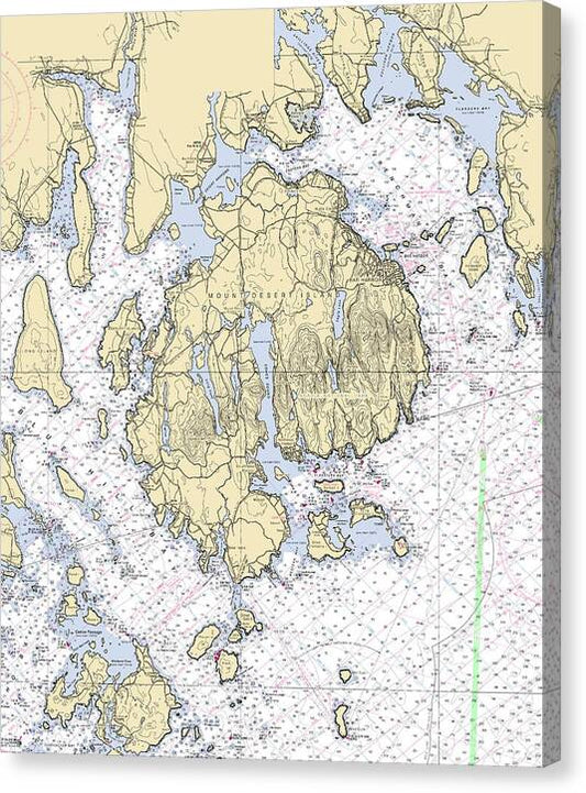 Mt Desert Island -maine Nautical Chart _v6 - Canvas Print