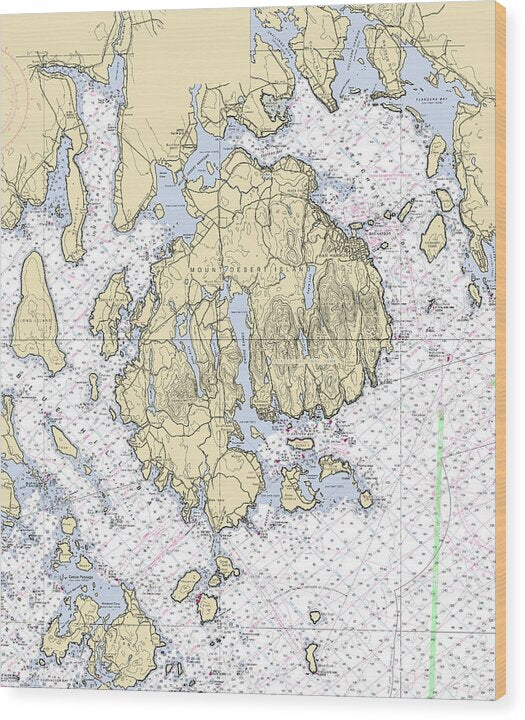 Mt Desert Island -maine Nautical Chart _v6 - Wood Print