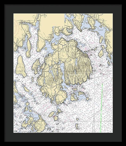 Mt Desert Island -maine Nautical Chart _v6 - Framed Print