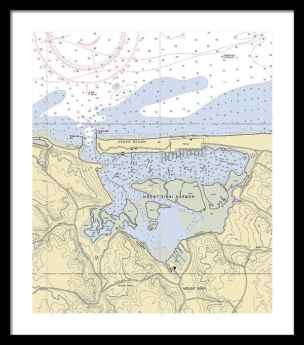 Mt Sinai Harbor-new York Nautical Chart - Framed Print