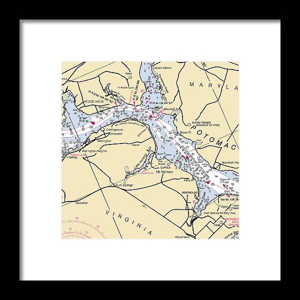 Mt Vernon -virginia Nautical Chart _v2 - Framed Print