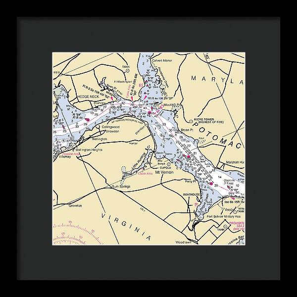 Mt Vernon -virginia Nautical Chart _v2 - Framed Print