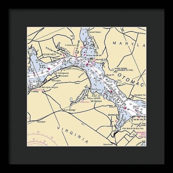 Mt Vernon -virginia Nautical Chart _v2 - Framed Print