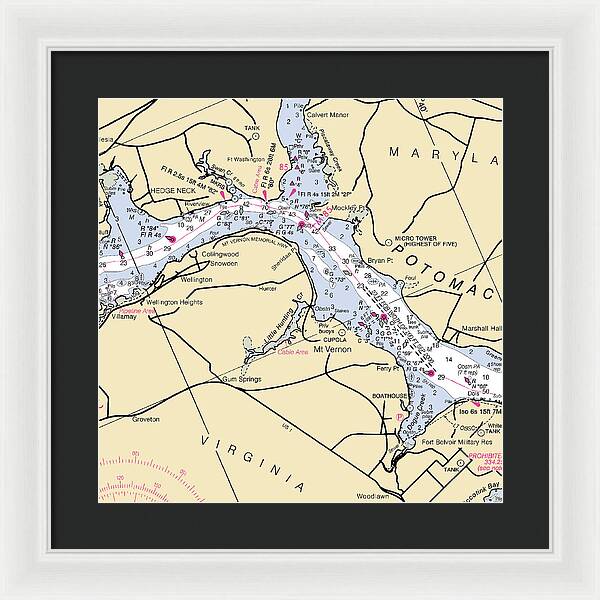 Mt Vernon -virginia Nautical Chart _v2 - Framed Print