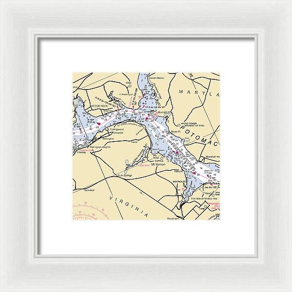Mt Vernon -virginia Nautical Chart _v2 - Framed Print