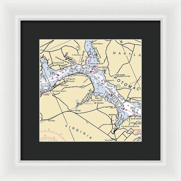 Mt Vernon -virginia Nautical Chart _v2 - Framed Print