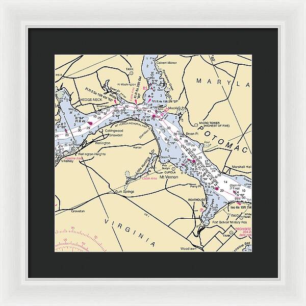 Mt Vernon -virginia Nautical Chart _v2 - Framed Print