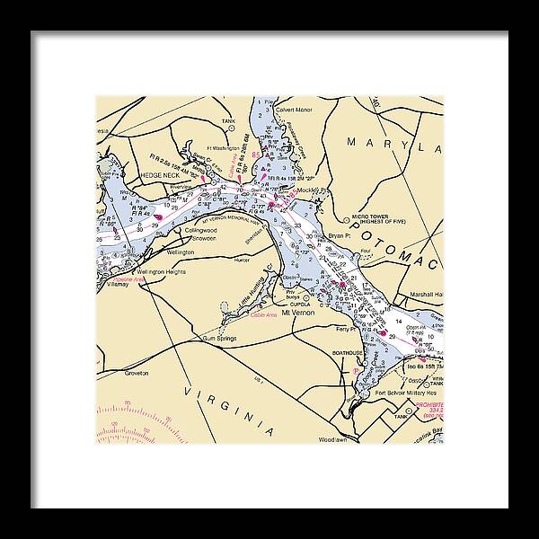 Mt Vernon -virginia Nautical Chart _v2 - Framed Print