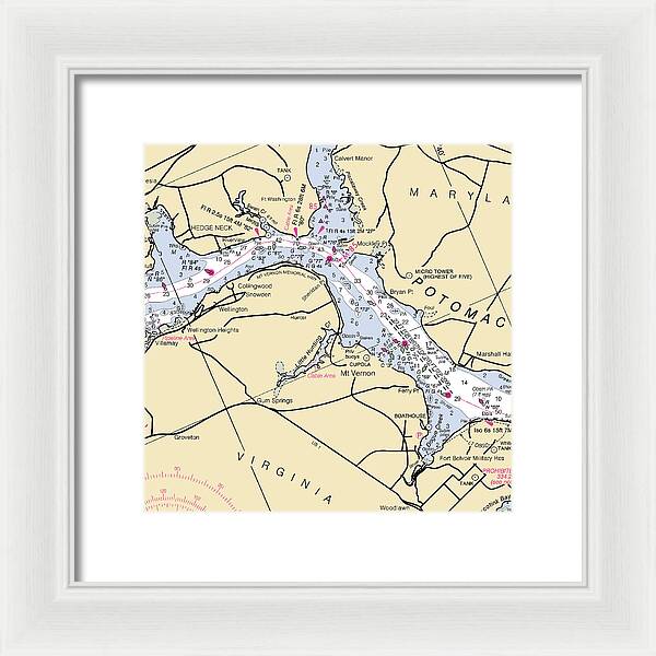 Mt Vernon -virginia Nautical Chart _v2 - Framed Print