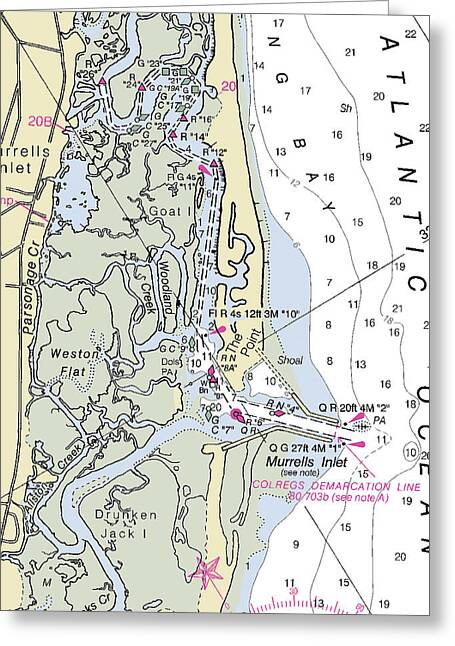 Murrells Inlet South Carolina Nautical Chart - Greeting Card