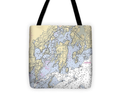Mystic -connecticut Nautical Chart _v6 - Tote Bag