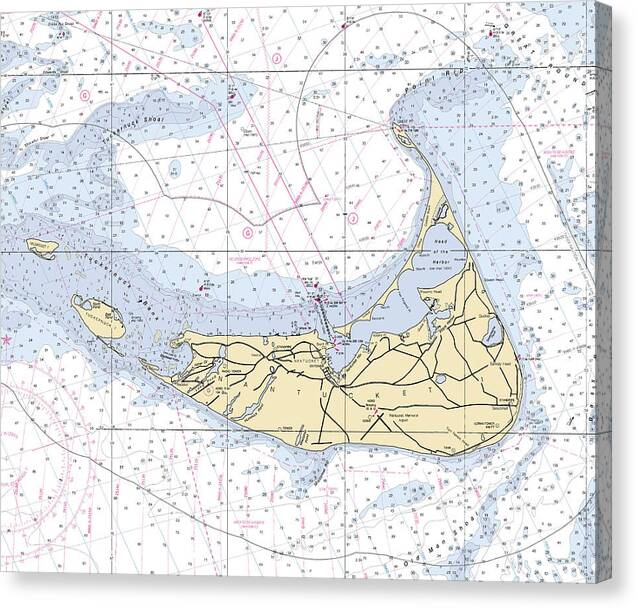 Nantucket-5x6-massachusetts Nautical Chart - Canvas Print