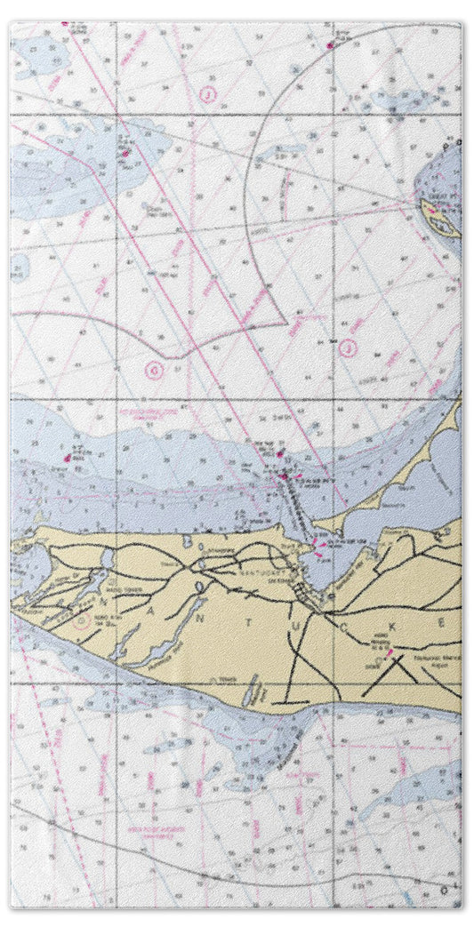 Nantucket-5x6-massachusetts Nautical Chart - Bath Towel