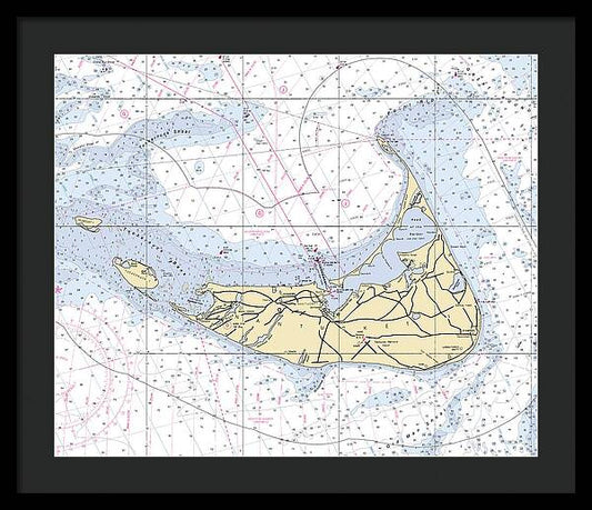Nantucket-5x6-massachusetts Nautical Chart - Framed Print
