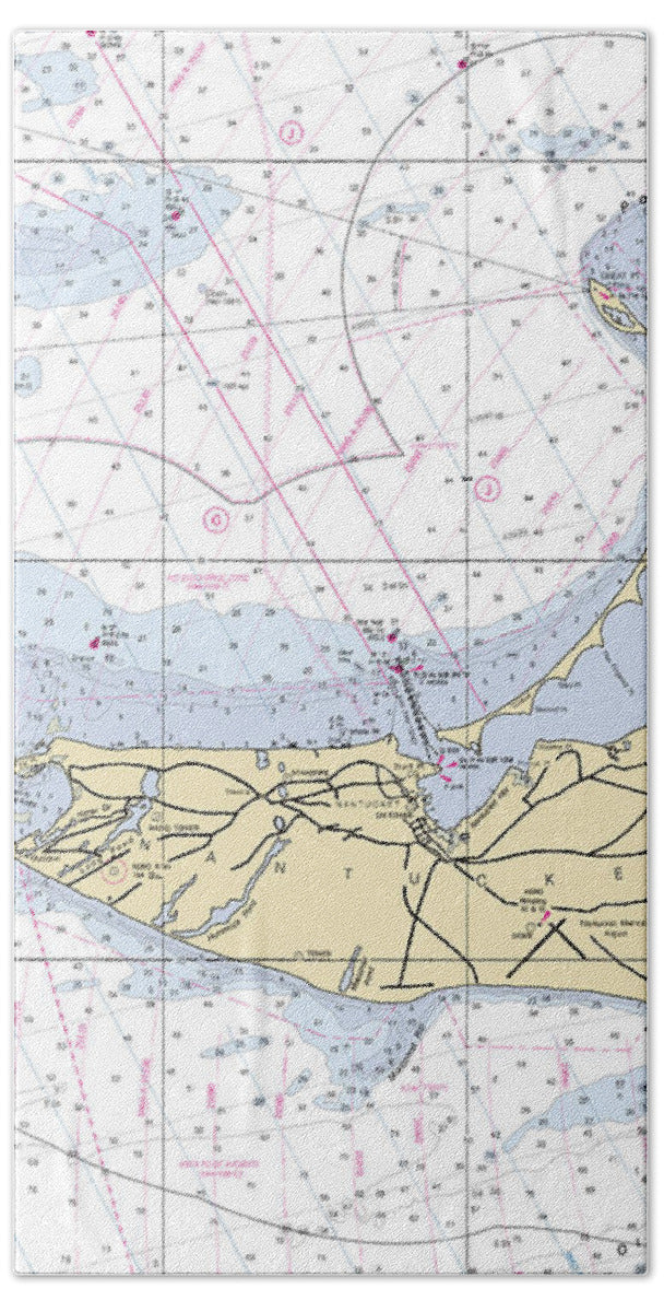 Nantucket-5x6-massachusetts Nautical Chart - Bath Towel