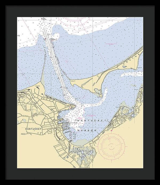 Nantucket Harbor-massachusetts Nautical Chart - Framed Print
