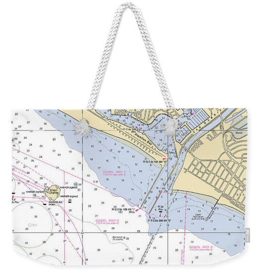 Naples-california Nautical Chart - Weekender Tote Bag