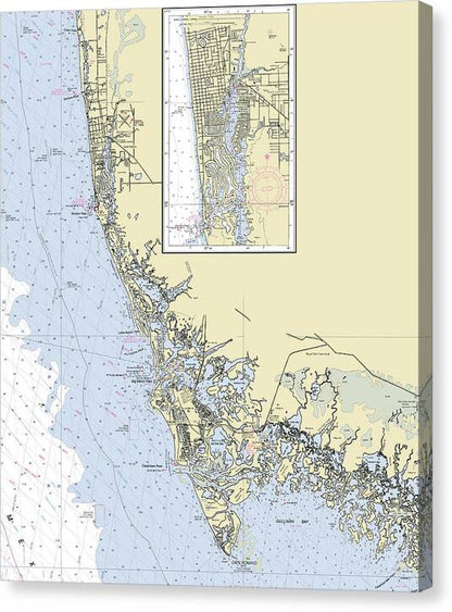 Naples Marco Island Florida Nautical Chart - Canvas Print