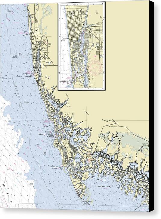 Naples Marco Island Florida Nautical Chart - Canvas Print