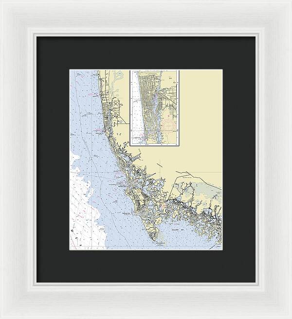 Naples Marco Island Florida Nautical Chart - Framed Print