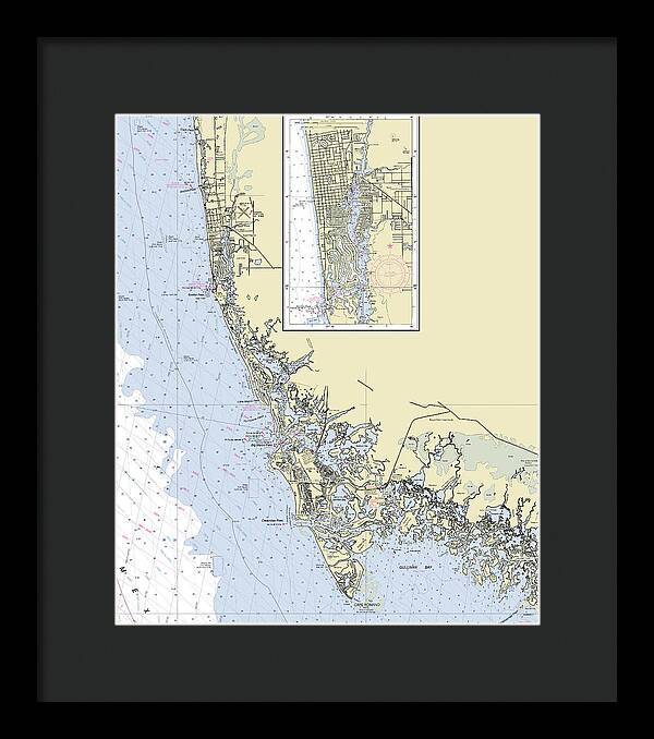 Naples Marco Island Florida Nautical Chart - Framed Print