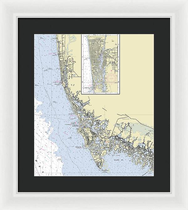 Naples Marco Island Florida Nautical Chart - Framed Print