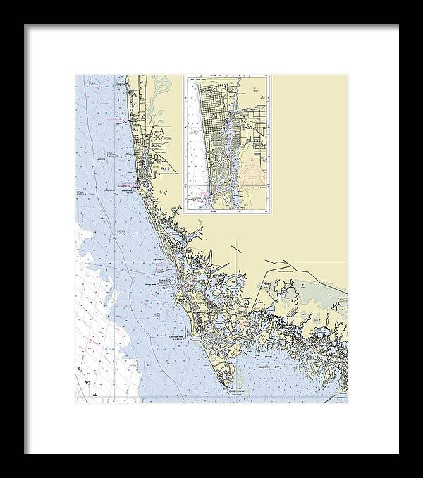 Naples Marco Island Florida Nautical Chart - Framed Print