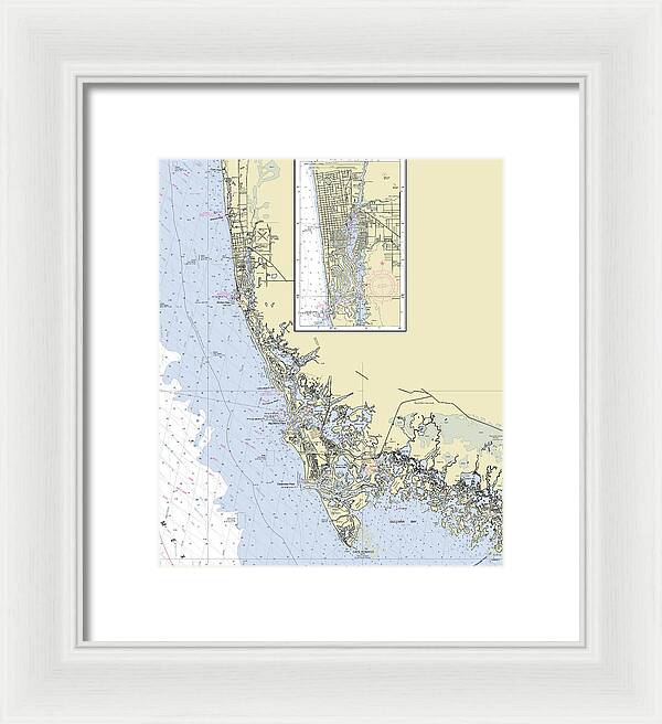 Naples Marco Island Florida Nautical Chart - Framed Print