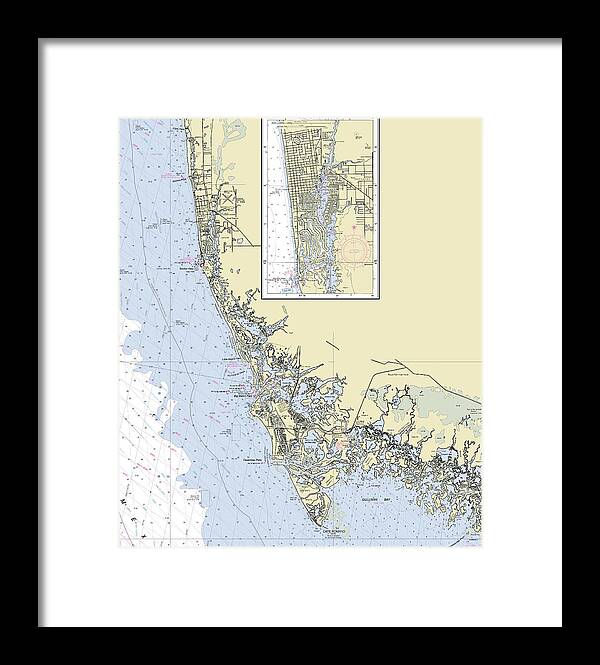 Naples Marco Island Florida Nautical Chart - Framed Print