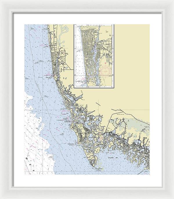 Naples Marco Island Florida Nautical Chart - Framed Print
