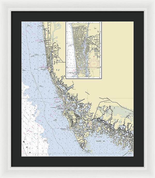 Naples Marco Island Florida Nautical Chart - Framed Print