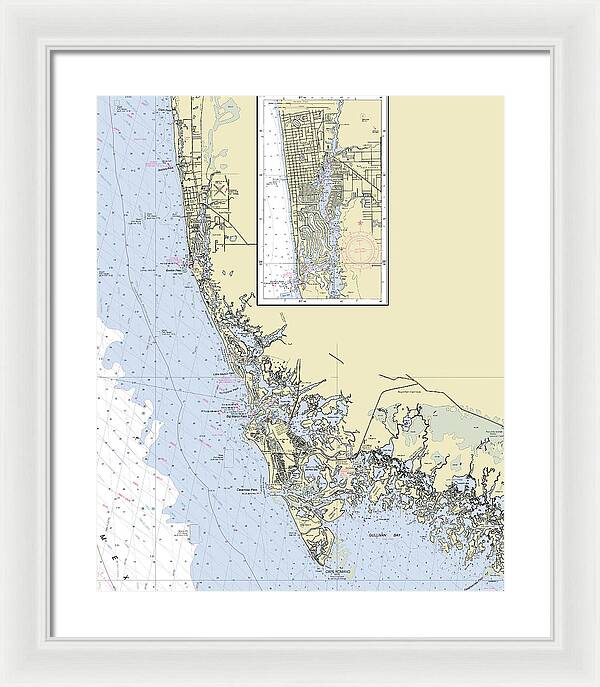 Naples Marco Island Florida Nautical Chart - Framed Print