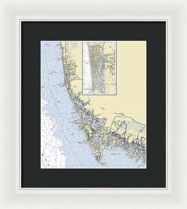 Naples Marco Island Florida Nautical Chart - Framed Print