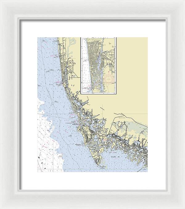 Naples Marco Island Florida Nautical Chart - Framed Print