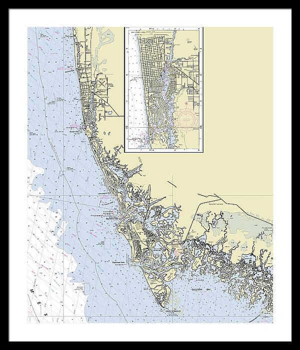 Naples Marco Island Florida Nautical Chart - Framed Print