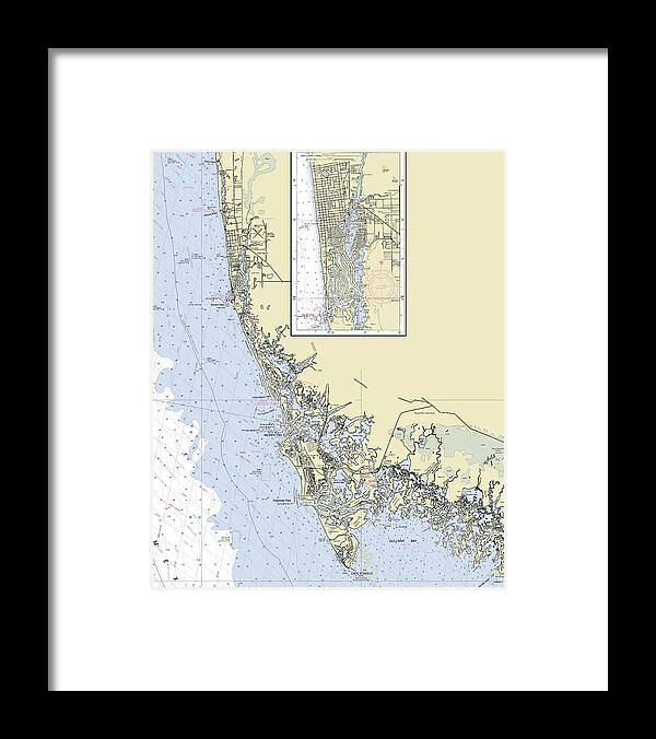 Naples Marco Island Florida Nautical Chart - Framed Print