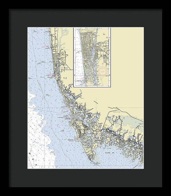 Naples Marco Island Florida Nautical Chart - Framed Print