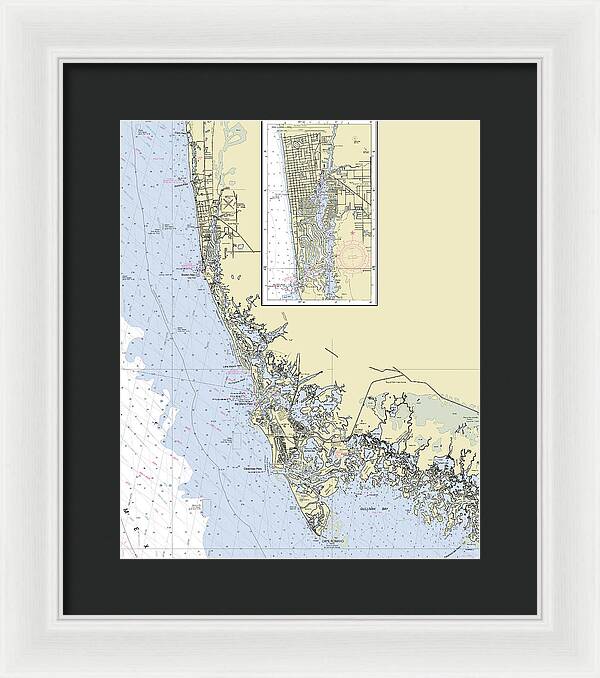 Naples Marco Island Florida Nautical Chart - Framed Print