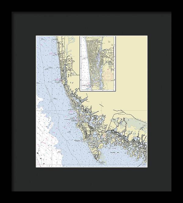 Naples Marco Island Florida Nautical Chart - Framed Print