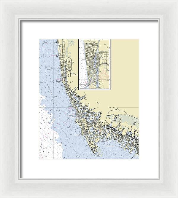 Naples Marco Island Florida Nautical Chart - Framed Print
